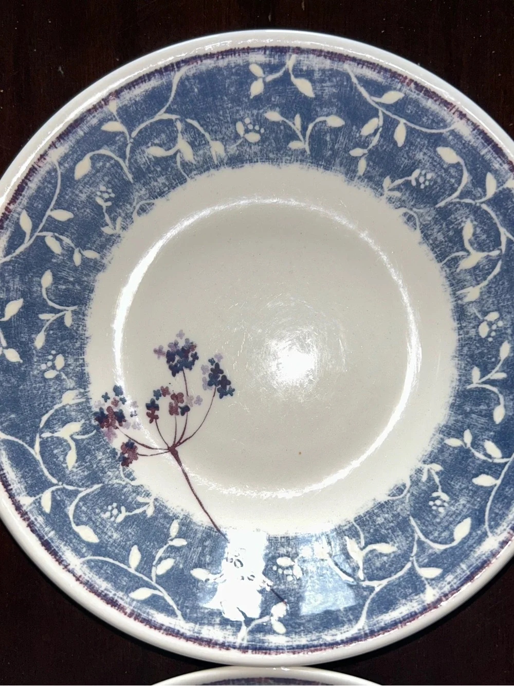 (2) Blueberry Spray by Pier1  Soup Bowls England 8”